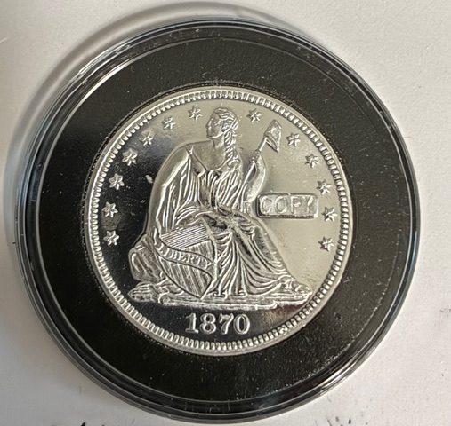 Final 1870 Carson City Minted Liberty Seated Half Dollar medallion up for grabs
